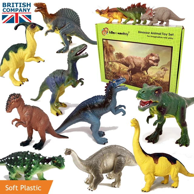 DINOSAUR TOYS LARGE Plastic Jurassic Era Action Figures Set of 12 Named