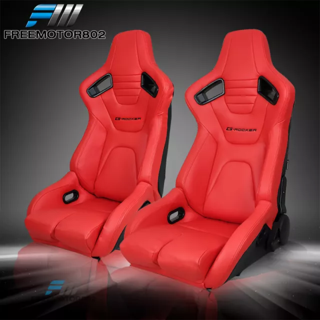 ADJUSTABLE UNIVERSAL RACING Seats x2 Red Suede & Carbon Leather & 2 Dual  Sliders $354.99 - PicClick