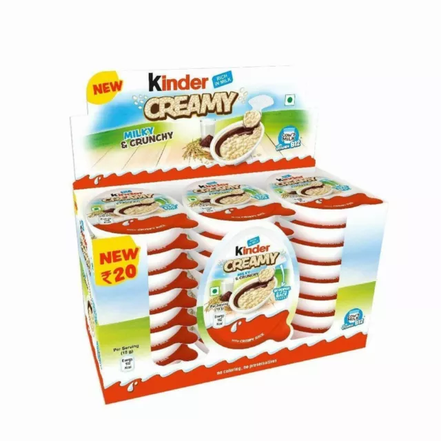 48x Kinder Creamy Pack de 48 Chocolats au Lait et Cacao avec Riz Extrudé