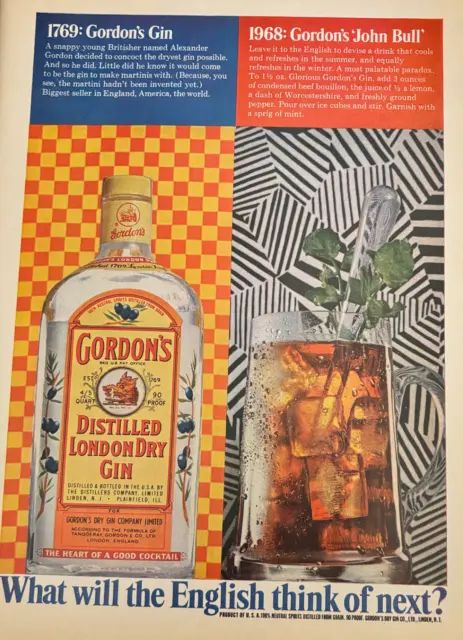 1968 Gordons Gin Print Ad - Vintage Magazine Advertisement