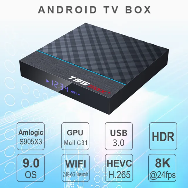 T95max+ Tv Set Top Box High Performance Easy Installation S905x3 Quad Core
