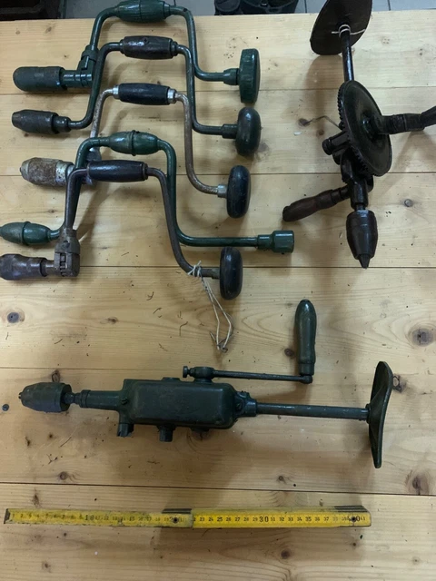 Chignole, perceuse ancienne manuelle avec mandrin, vintage brace hand drill