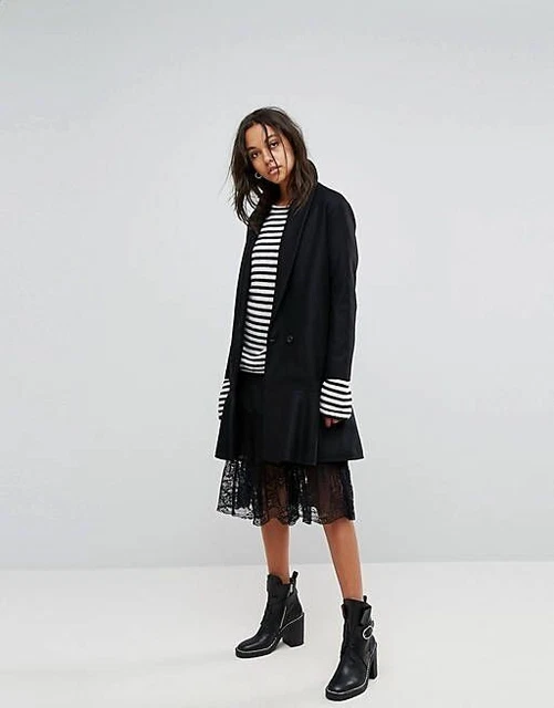 AllSaints Grace Coat with Asymmetric Skirt size M
