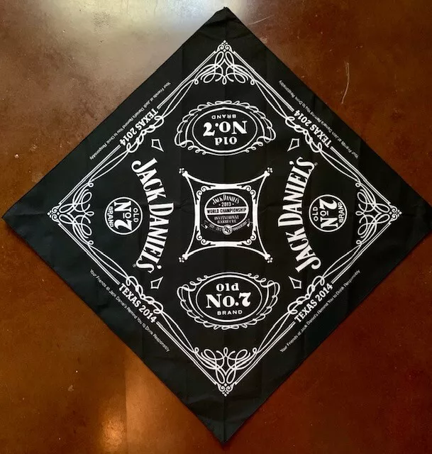 NEW Jack Daniels Bandana Old No. 7 Black 21" x 21" 25 Year Commemorative Scarf