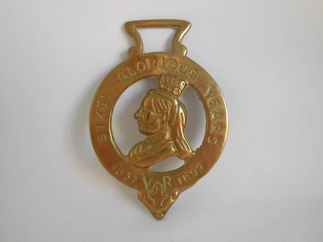 Vintage Horse Brass Medallion Queen Victoria Sixty Glorious Years 1837-1897