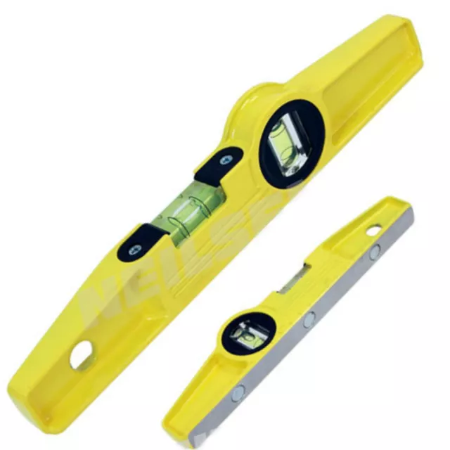 Neilsen Magnetic Spirit Level Boat Scaffolders 250mm/10" Vile Bubble Hi Viz 2D