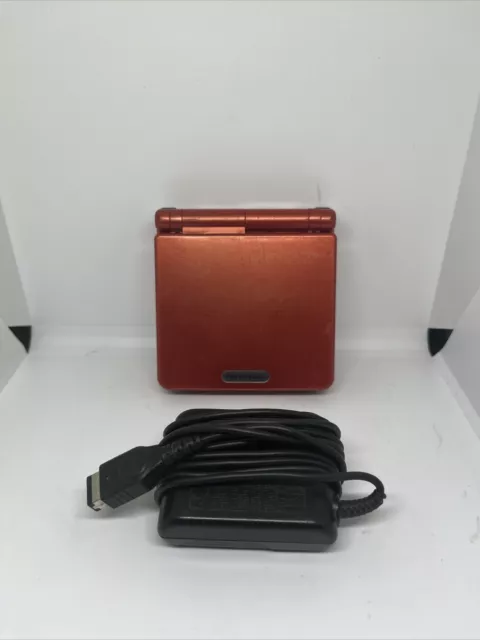 Nintendo Gameboy Advance SP Flame Red Handheld AGS-001 Tested Works With Charger