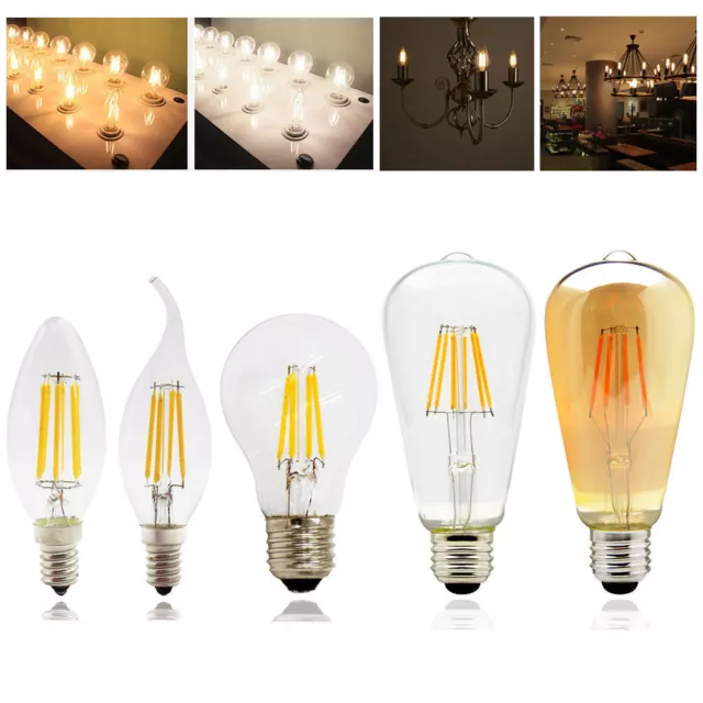 E14 E27 LED Vintage 2W 4W 6W 8W Lamps ST64 220V Filament Light Candle Globe Bulb