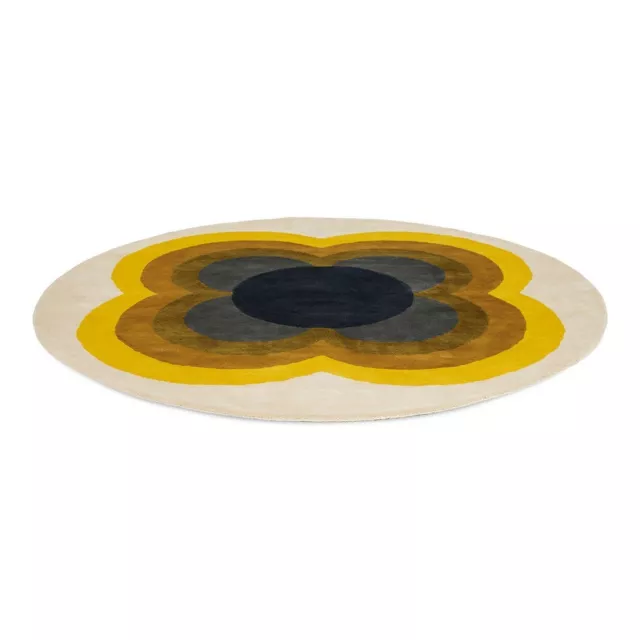 NEW Orla Kiely Sunflower Round Rug Yellow 150cm 3