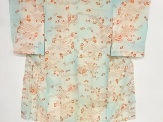 82969# Japanese Kimono / Antique Juban For Summer / Nadeshiko & Rough Wave