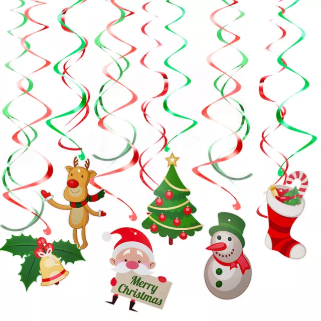 12x vortici natalizi con Babbo Natale, pupazzo di neve, renna e cervo (colorati)