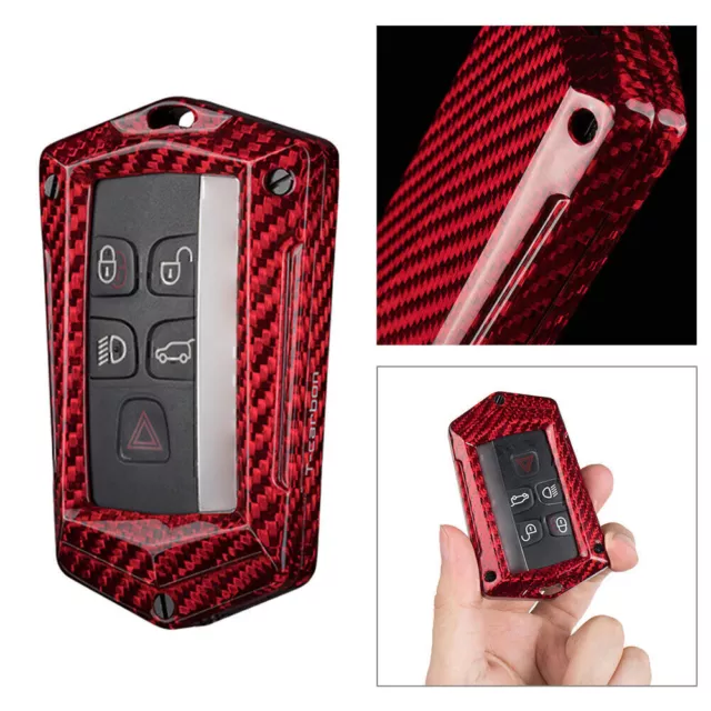 Kohlefaser Rot Schlüsselanhänger Etui für Land Rover Range Rover XF Jaguar XE