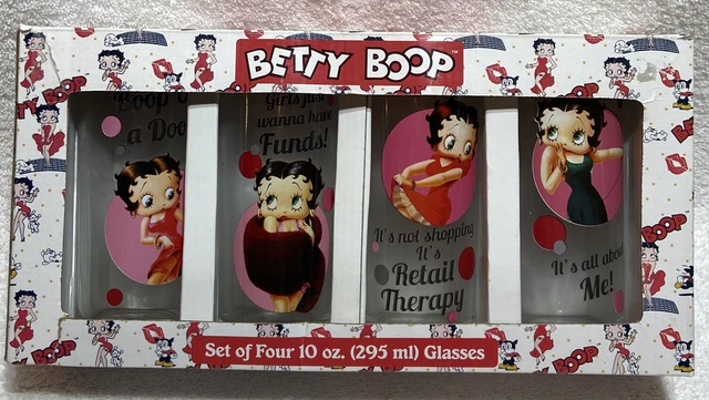 Betty Boop Water Ice Tea 10oz Glasses Vintage 2011 Set Of Four 4 In Box
