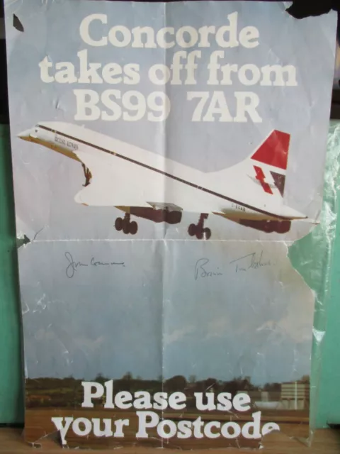 Very Rare ~ Concorde Poster ~ Signed By Both "Brian Trubshaw" & "John Cochrane"!