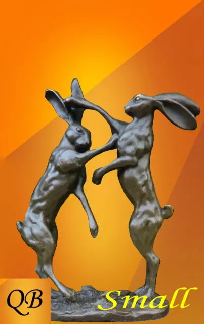 Bronze Figurine Art Deco Sculpture Statue Boxing Hares Hot Cast Animal Figure