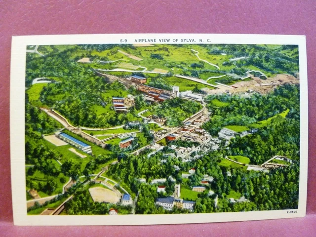 Postcard NC Sylva Airplane View