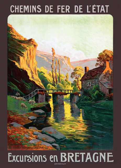 Affiche chemin de fer État - Excursions en Bretagne - Vallée du Gouessant