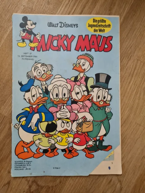 Micky Maus Heft Nr.37 von 1964 (Z 2) mit Sammelbild/ ohne Sammelmarken