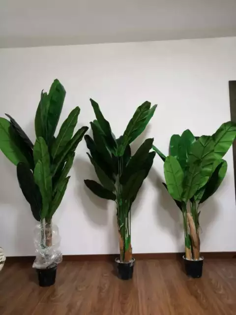 Plantas Artificiales Realistas Falsa Caña Banana Decoración 1.6m 1.8m 2m