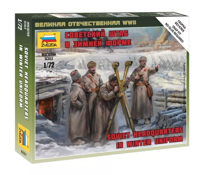 Zvezda 6231 - 1/72 Wargame Addon Figuren Set Soviet Headquarters Winter Uniform