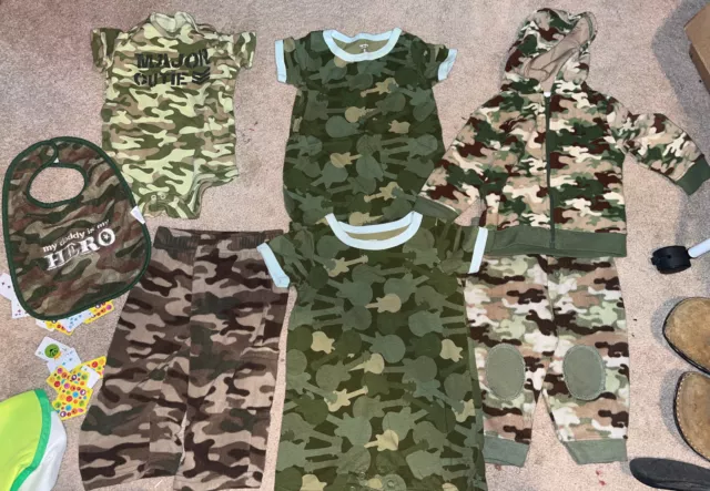 infant EUC 3-12 months BOYS Camo 7 Pc. mixed LOT!