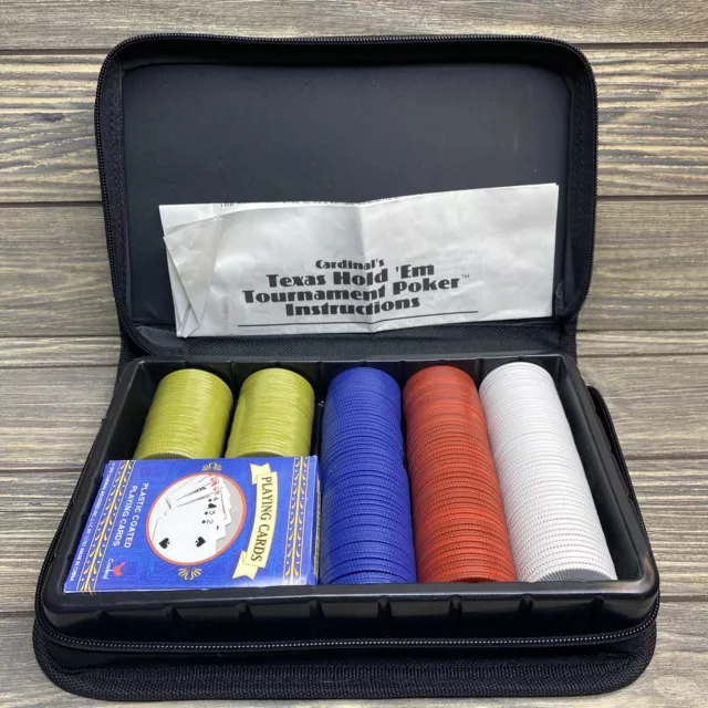 Cardinal 2003 Texas Hold ‘Em Tournament Poker Set Black Case Chips Cards