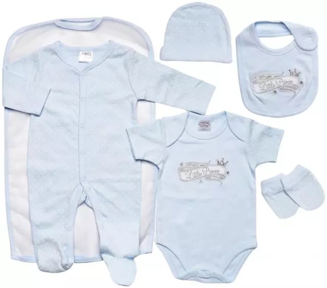 Baby Boys Layette Clothing Gift Set 5 Piece 'Little Prince' Blue 0-3 3-6 Months