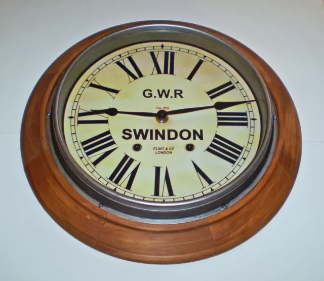 Great Western Railway GWR Victorian Style Wooden Clock, Swindon Station