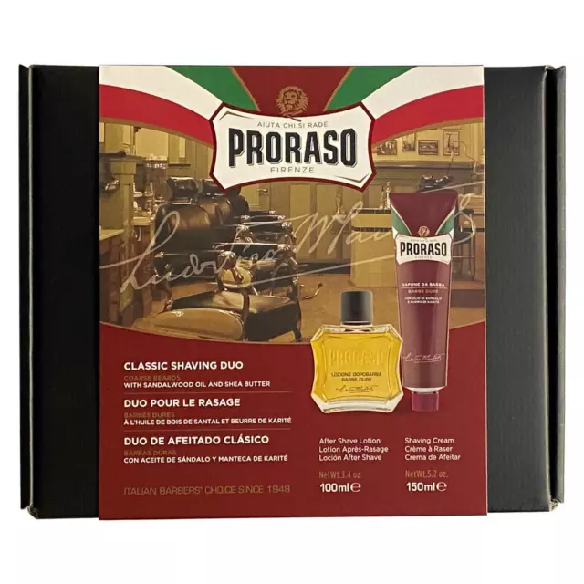 Shaving Kit with Shaving Cream + After Shave Lotion PRORASO Red - Coarse Hair