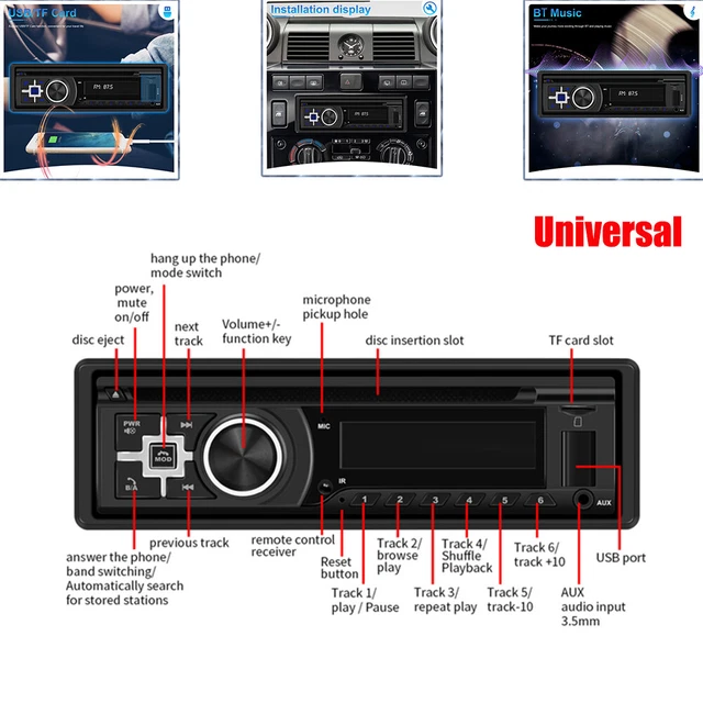 DVD/CD MP3 Player Car Audio FM/AM Radio Music Bluetooth MP3 USB AUX RCA