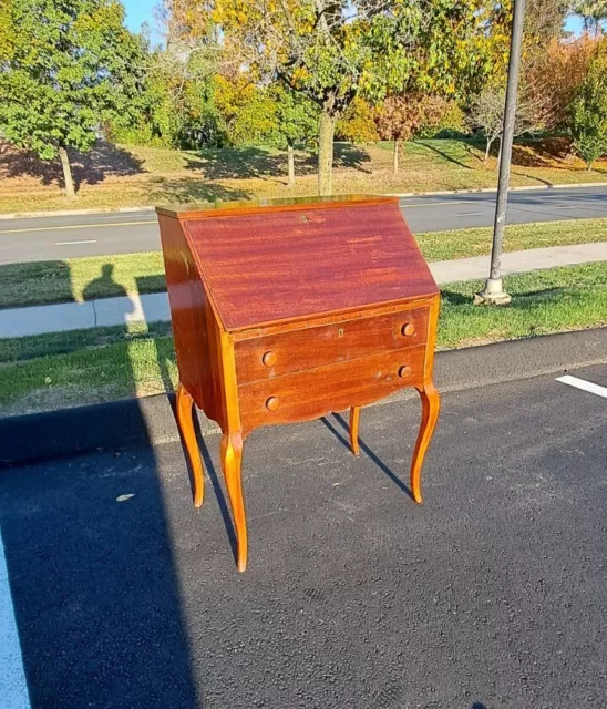 Antique Cherry Slant Front Drop Secretary Desk With Provenance