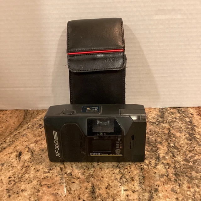 Ricoh XF-30D Black 35mm Point & Shoot Film Camera Rikenon Lens w Case - Exc