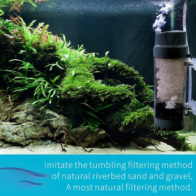 AQQA Aquarium Fluidized Moving Bed Filter  Submersible Dissolver with Air Stone