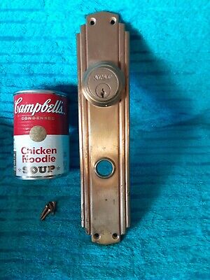 Vintage Antique 20s 30s Yale Deco Stepped Bronze 10 in. Door Backplate