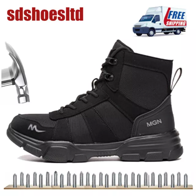 Mens Work Boots Indestructible Safety Shoes Steel Toe Waterproof Hiking Boots US