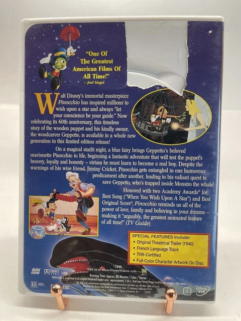 Walt Disney Pinocchio DVD 1999 Limited Issue THX Certified 3