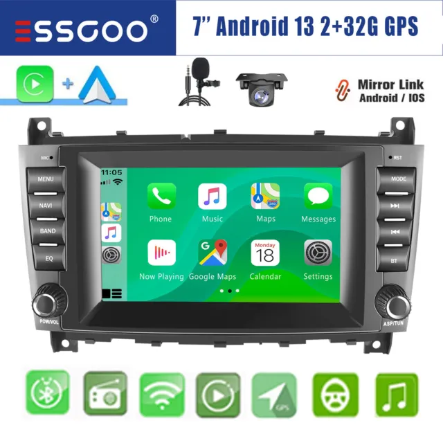 Per Mercedes CLC/CLK/C63 AMG W203 W209 32G Android 13 CarPlay autoradio GPS KAM