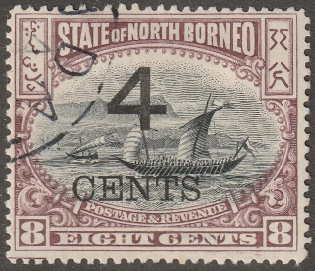 North Borneo, Scott#93, used, hinged, surcharged 4 cents on 8 cents