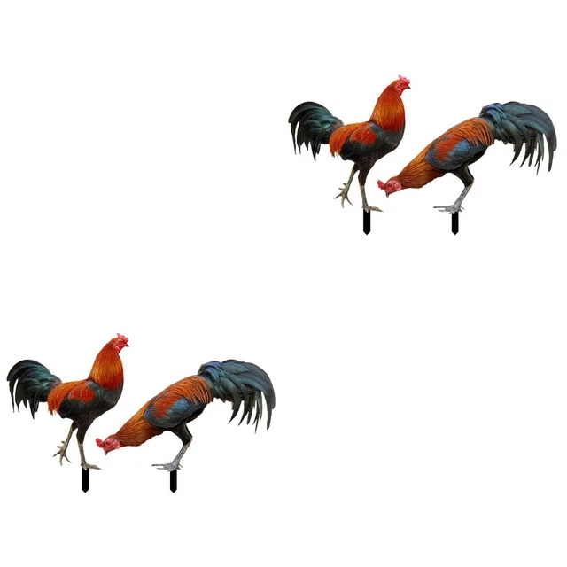 4 Pcs  Chicken Lawn Garden Stake Garden Animal Ornament Outdoor Rooster Stake