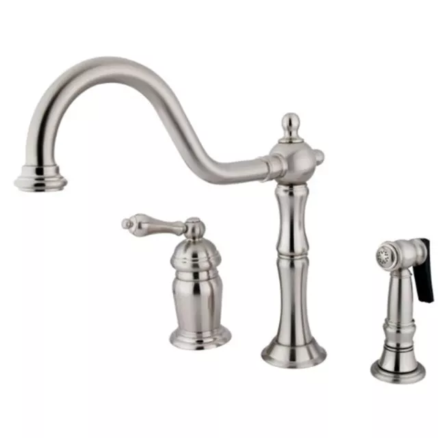 Kingston Brass Heritage Single Handle Deck Mount Widespread Kitchen Faucet with