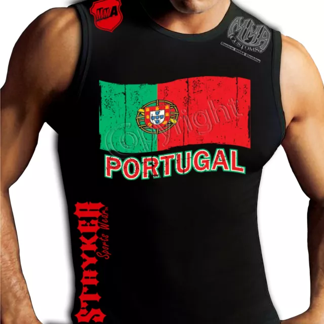 Portugal Flag Crest Muay Thai Muscle Stryker Sleeveless Shirt Top UFC MMA TEE w