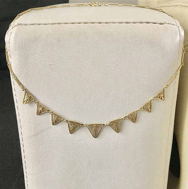 Collier En Or 18 Carats (750/1000) - Maille Filigrane, Poids 8,93 Grammes, Occasion Avec Poinçon