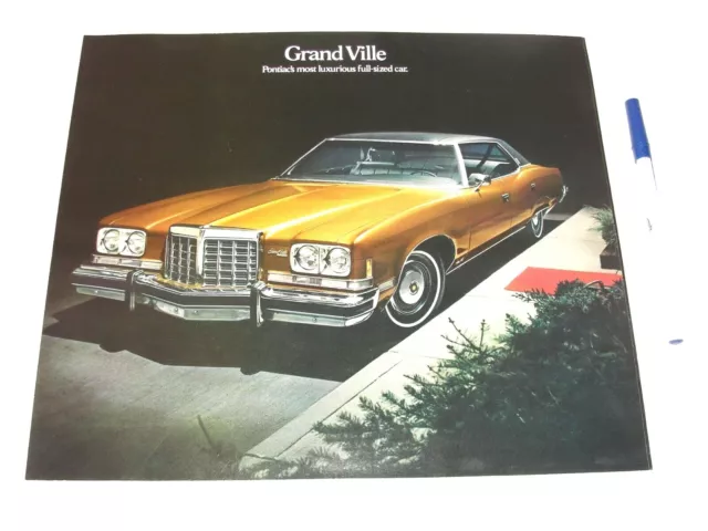 1974 Pontiac Grand Ville - Dealer Sales Brochure Foldout Flyer, Nice Condition