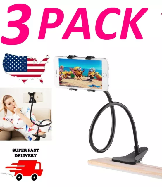 Phone Holder Bed Gooseneck Mount Flexible Arm 360 Mount Clip Bracket Clamp Stand