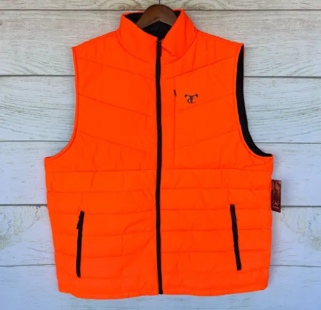 TrueTimber Puffer Vest Mens Size 2XL Neon Orange Blaze Shanafe Puffer New 2XL