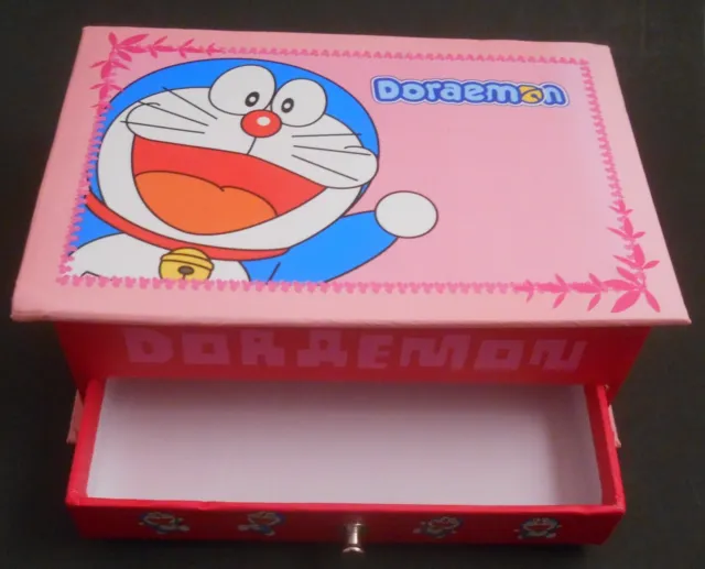 Japanese Anime Doraemon Small Trinket Jewelry Box with Mirror Inside EUC Drawer 2