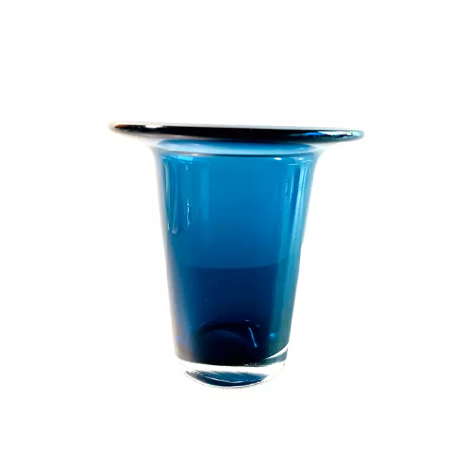 VINTAGE Vase 50er 60er Glas MID CENTURY 13 cm Vase blau