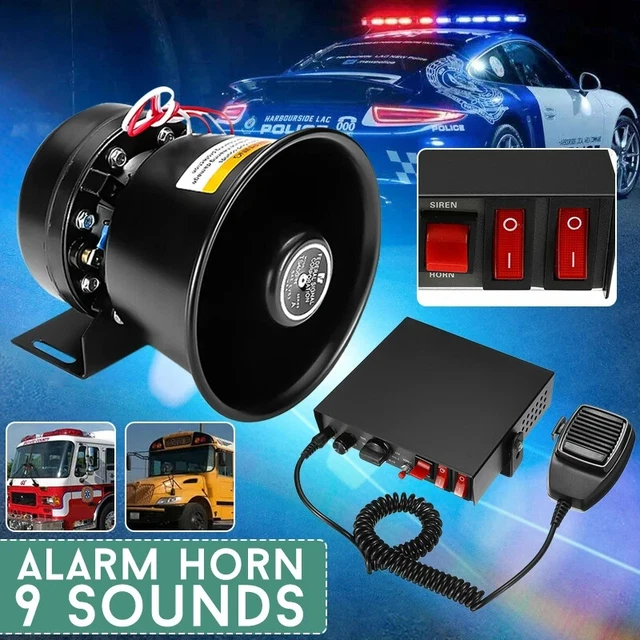 400W 12V 9 Sound Loud Car Alarm Fire Horn Siren PA Speaker MIC System Universal