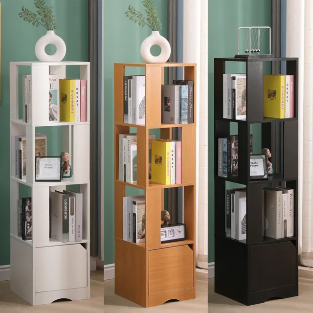 136cm Slim 4-Tier Bookcase Corner Display Cabinet Storage Shelf Cupboard Tall