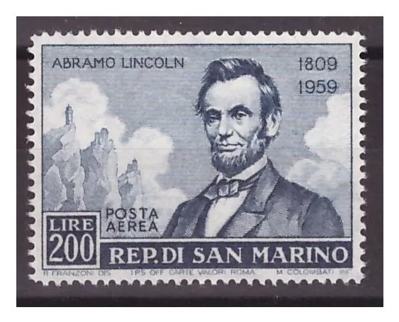 San Marino 1959 - Posta Aerea  Lincoln  200 Lire    Nuovo ** Mnh